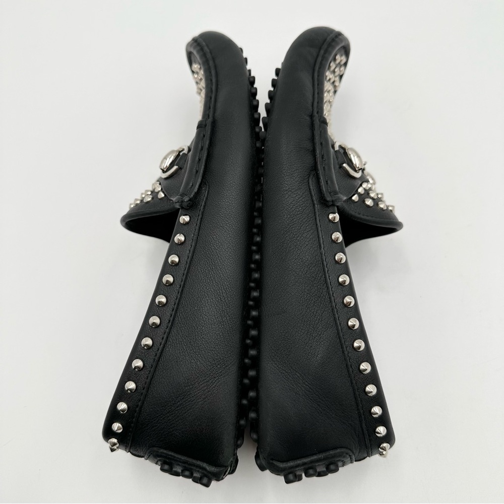 Gucci Horsebit Studded Leather Moccasin Driving Loafers Black - Picture 3 of 10